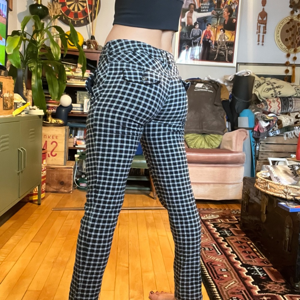 Free People Black and White Checkered Pants